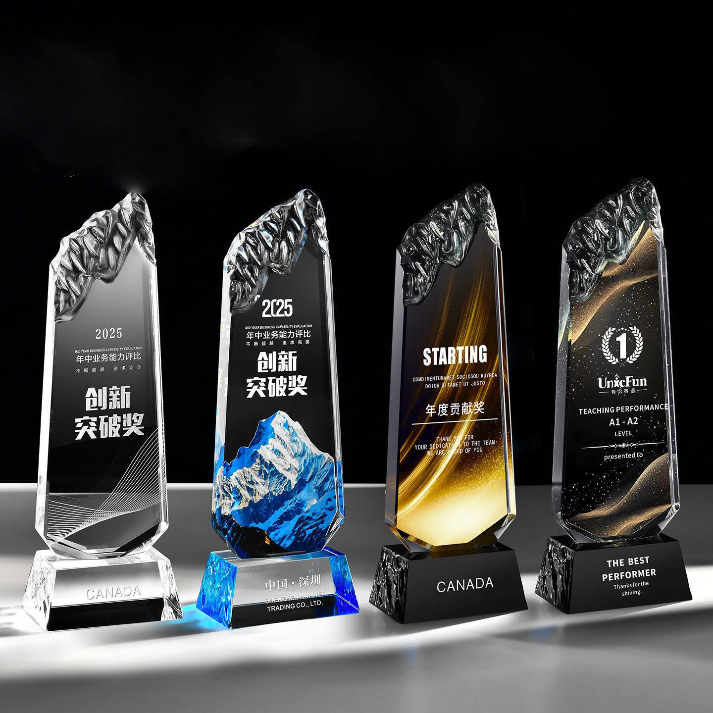 Crystal Plaque Trophy Clear Black Base Crystal Iceberg Trophy Awards