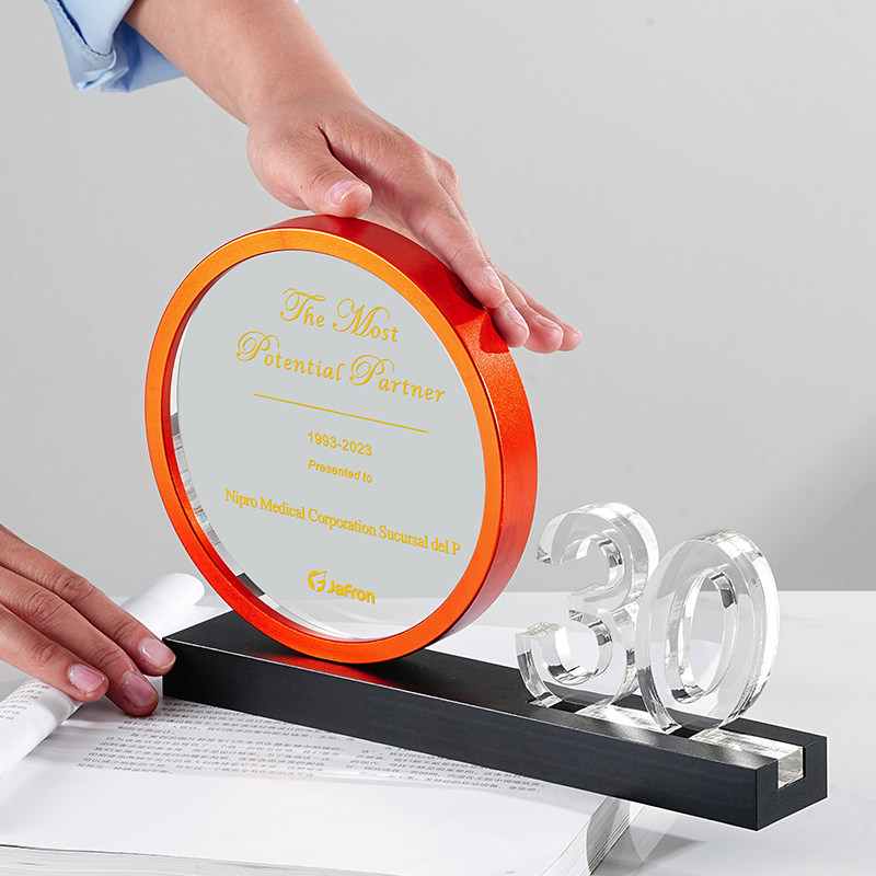 Creative Trophy Medal Special-shaped Custom Electroplated Metal Sculpture Company Group 102030th Anniversary Celebration Logo