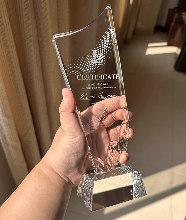 Personalized Clear Glass Crystal Award Trophy MH-LJ0215