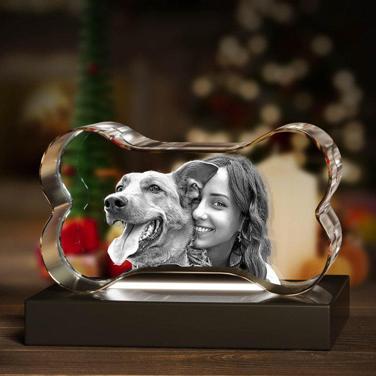 Wholesale Custom Personalized 3D Engraved Photo K9 Crystal Bone Block Cube Clear Polished Modern Design Fashion Trend Business