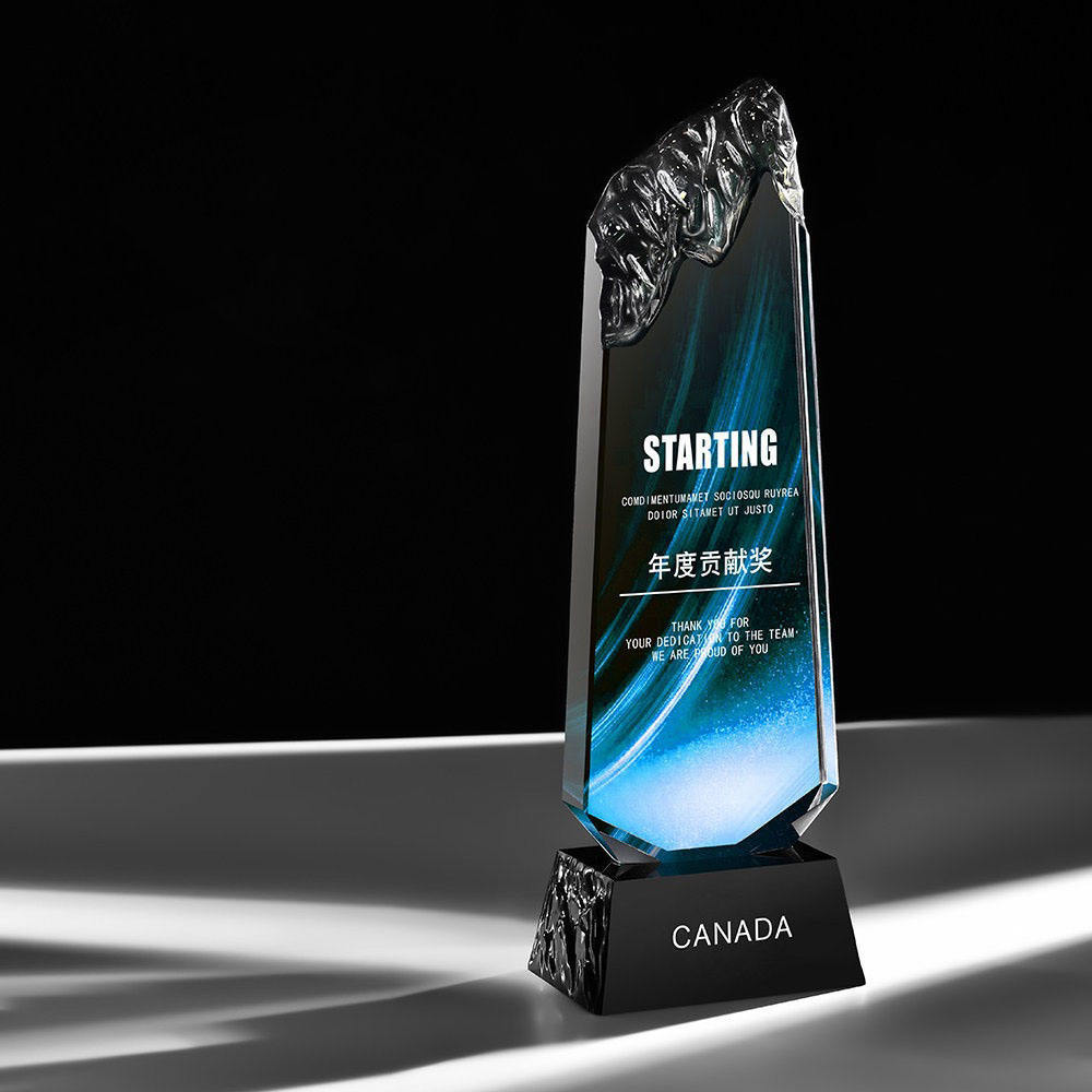 Crystal Plaque Trophy Clear Black Base Crystal Iceberg Trophy Awards