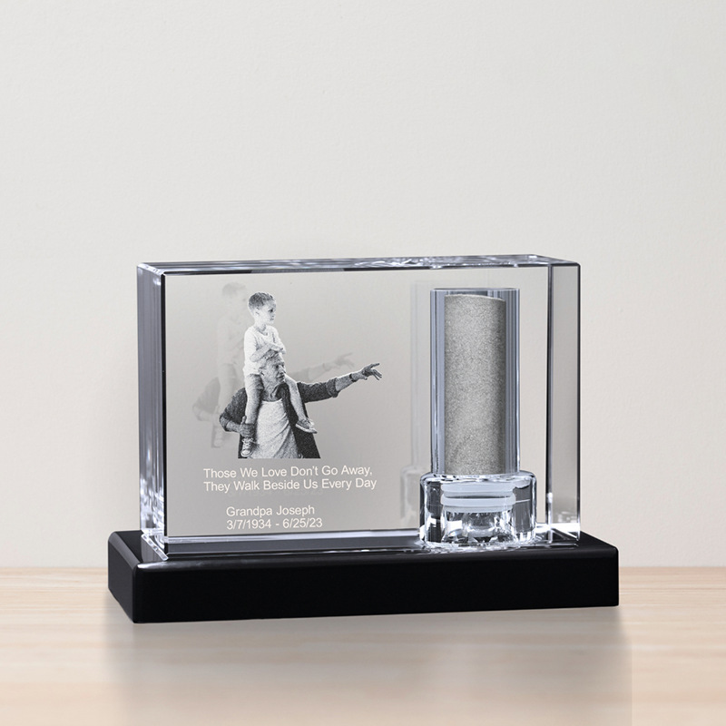 Shining Pet Cremation Urn K9 Crystal Craft Custom Pet Photos Ashes Urn 3d Laser Crystal Cube for Crystal Pet Memorials
