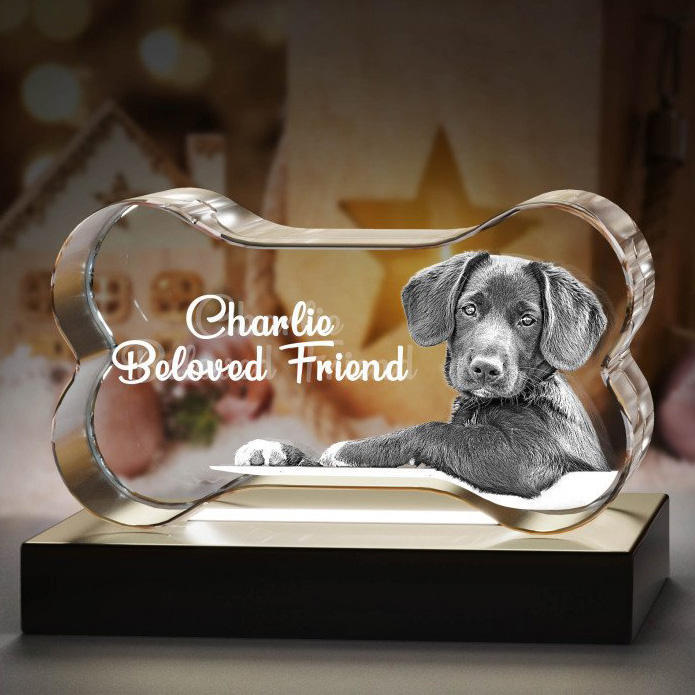 Wholesale Custom Personalized 3D Engraved Photo K9 Crystal Bone Block Cube Clear Polished Modern Design Fashion Trend Business