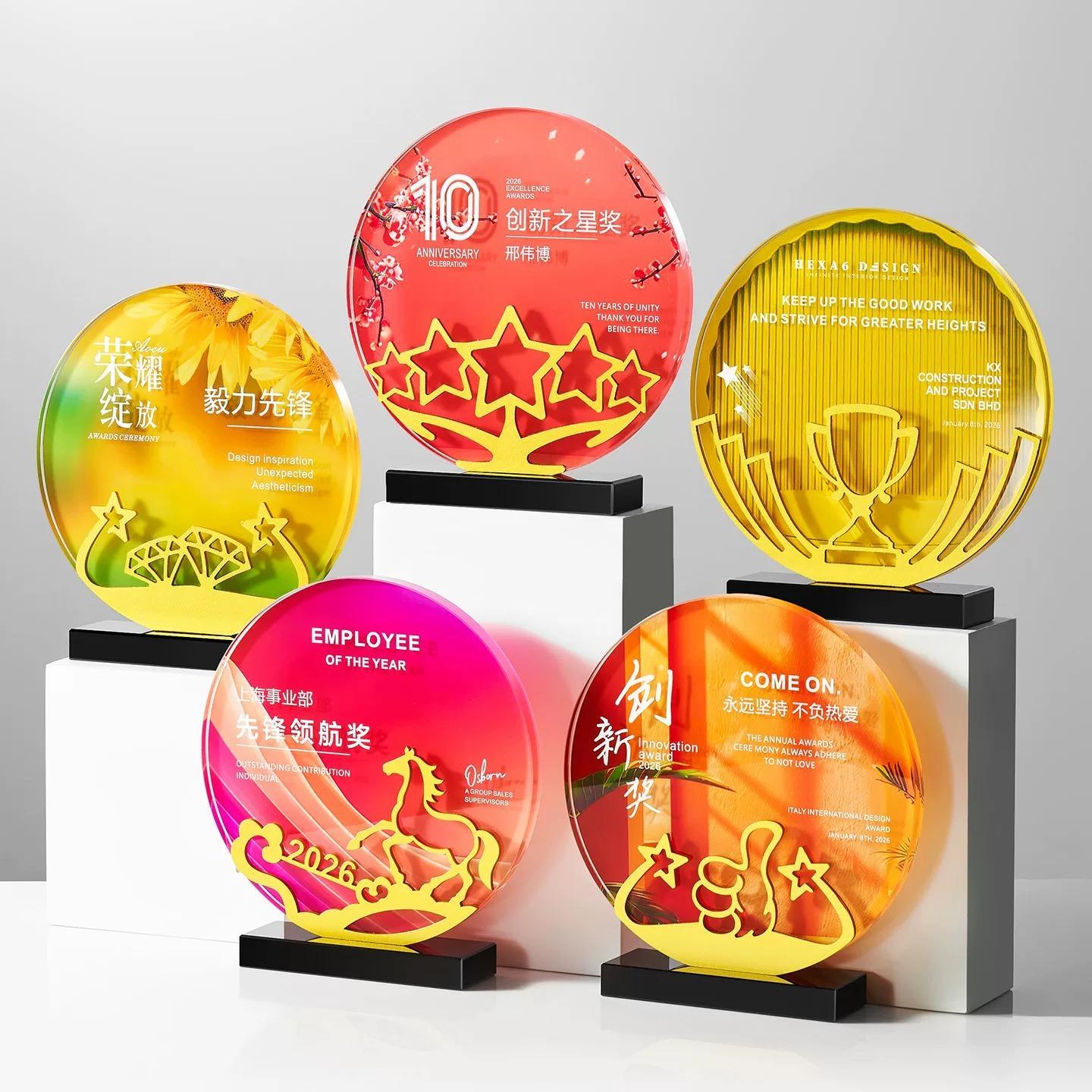 Custom Souvenir Gifts Crystal Trophy Awards Gold Silver Copper Metal Crystal Horse Trophy