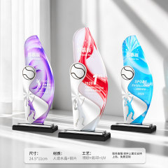Sports crystal trophy-tennis style