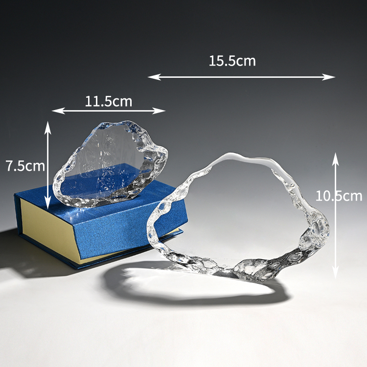Shining Creative  Wholesale Custom Engraving Etched Glass Award Crystal Iceberg Office Decoration for Souvenir Gift