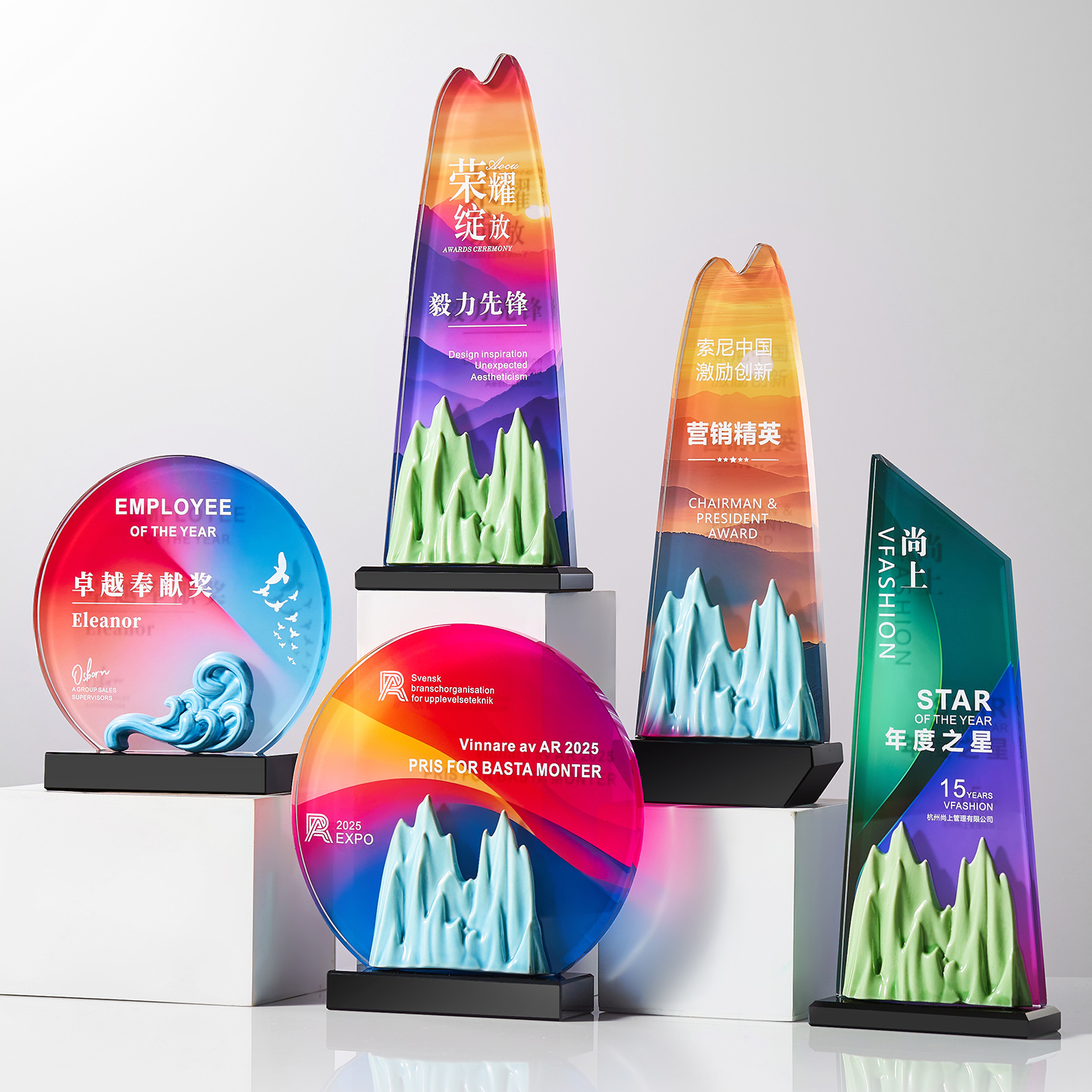 Wholesale Iceberg Shaped Crystal Photo Frame New Design Crystal Awards and Trophies for Custom Engraving Corporate Gifts