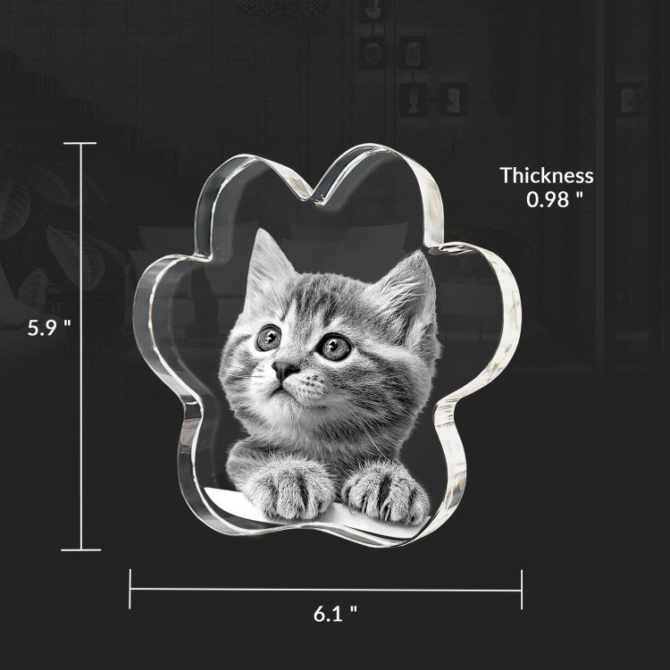 Shining Custom Crystal 3D Laser Engraved Pet Paw Shape Crystal Block for Souvenir Gift