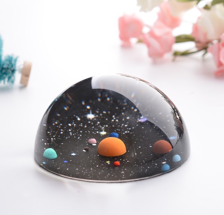 New Wholesale 80mm Solar Sphere Educational Customizable Universe Design 3D Planet Crystal  Paperweight