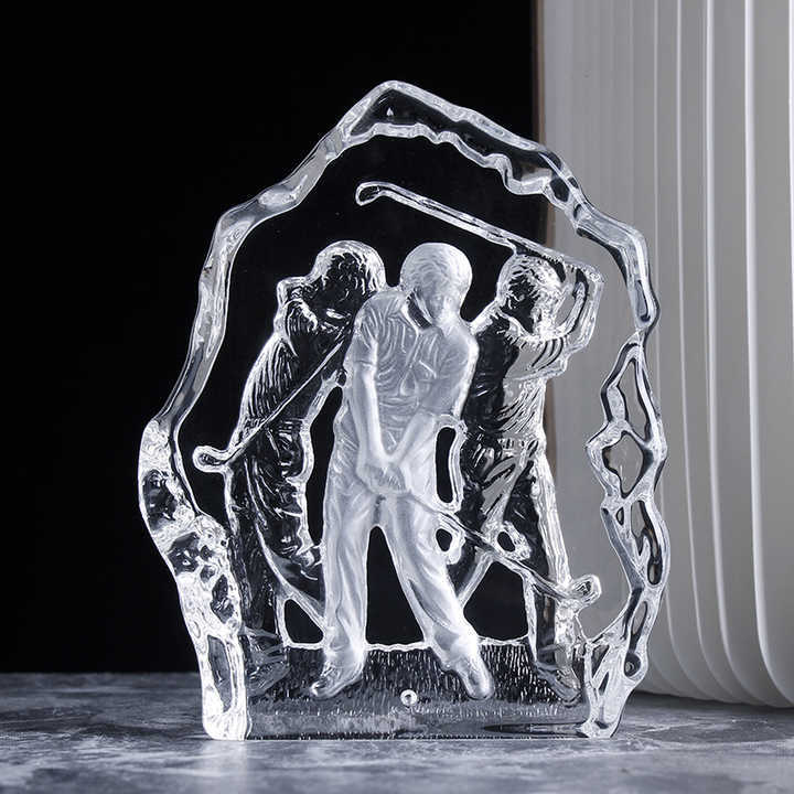 Custom Crystal Glass Golf Trophy Award Glass Golf Iceberg Golf Club Souvenirs Gifts