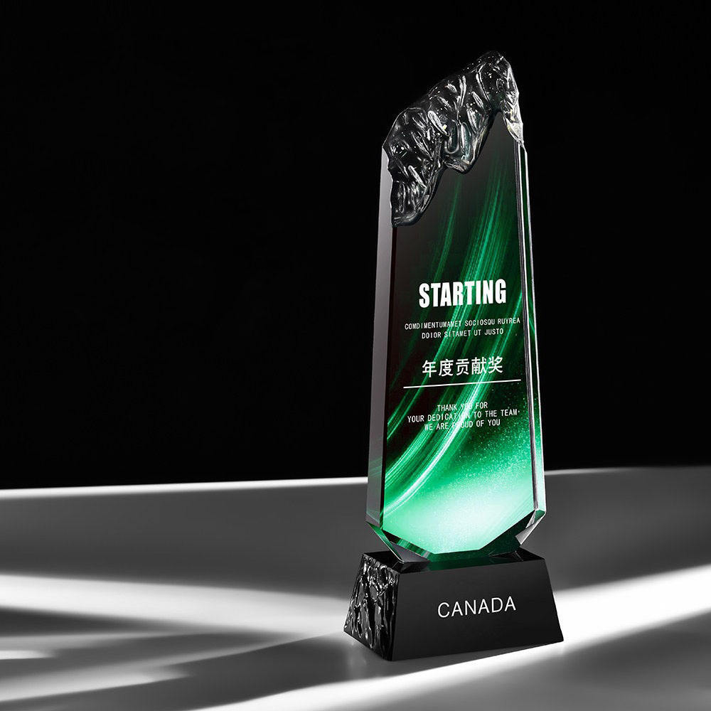 Crystal Plaque Trophy Clear Black Base Crystal Iceberg Trophy Awards