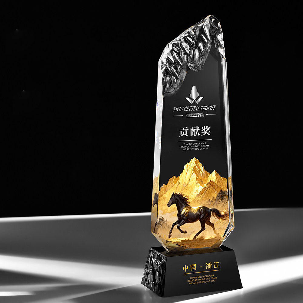 Crystal Plaque Trophy Clear Black Base Crystal Iceberg Trophy Awards