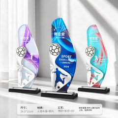 Sports crystal trophy-soccer design