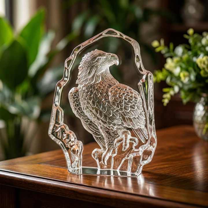 Factory Direct Custom Eagle K9 Crystal Laser Engraved Sports Style Trophy Award Clear Glass Figurine Corporate Leadership