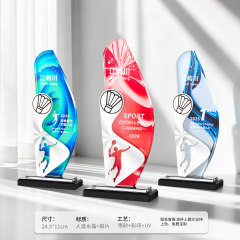 Sports crystal trophy-badminton design