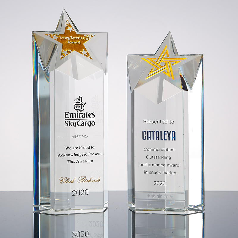 New Design Crystal Trophy Colorful Custom Sport Trophy Awards Wholesale Glass Trophy