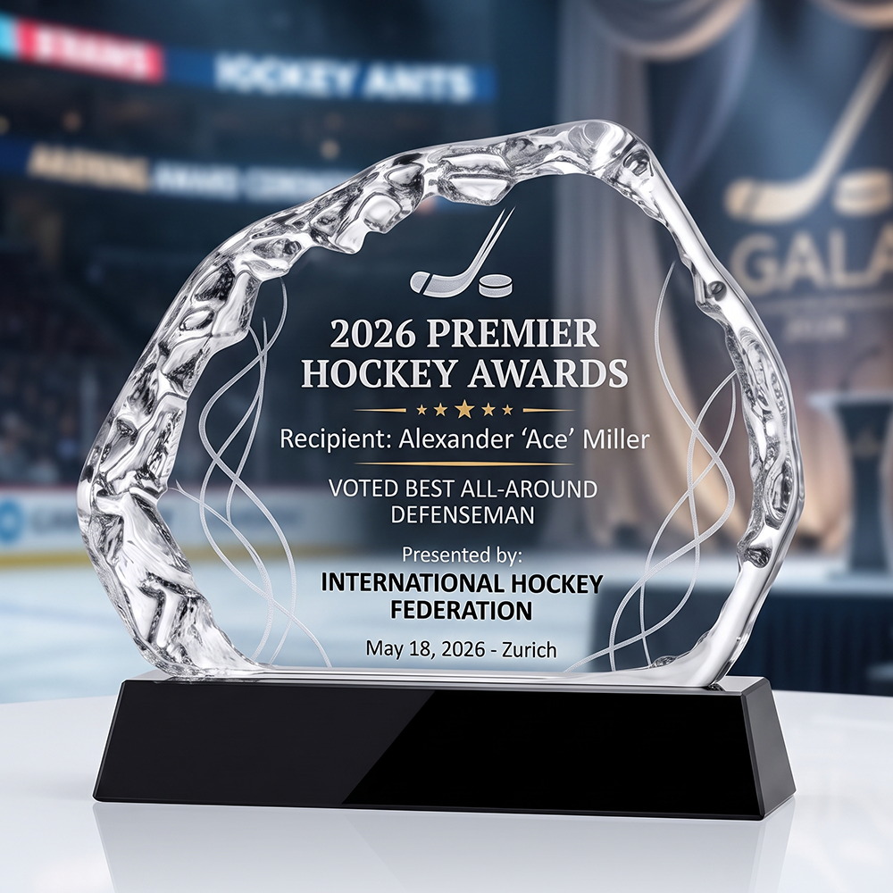 Custom Artistic Iceberg Arch Crystal Trophy Award Premium Design Best Employee Achievement Recognition Honor