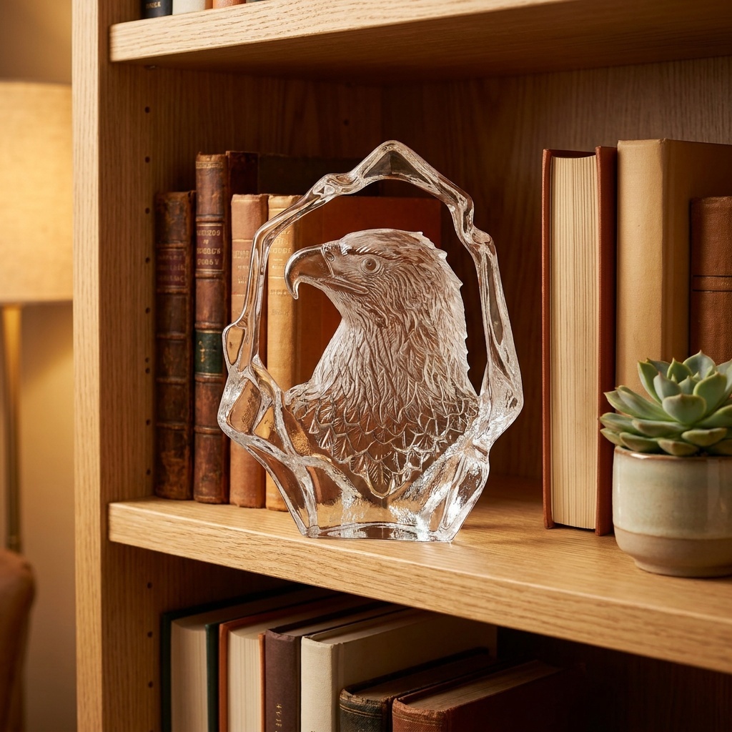 Factory Direct Custom Eagle K9 Crystal Laser Engraved Sports Style Trophy Award Clear Glass Figurine Corporate Leadership