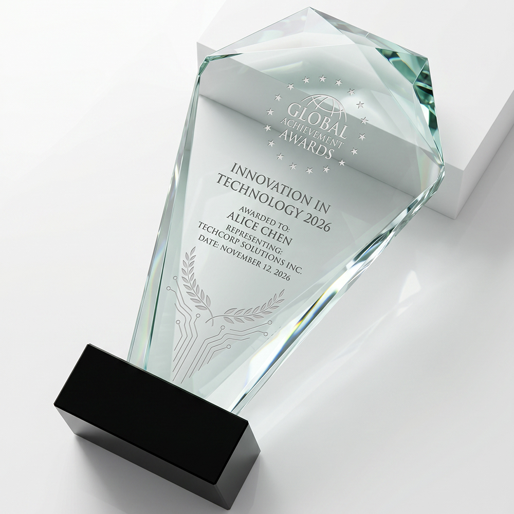 Hot Selling New Shield Crystal Trophy Award Laser Engraved Durable Modern Design Corporate Souvenir Gift Prize