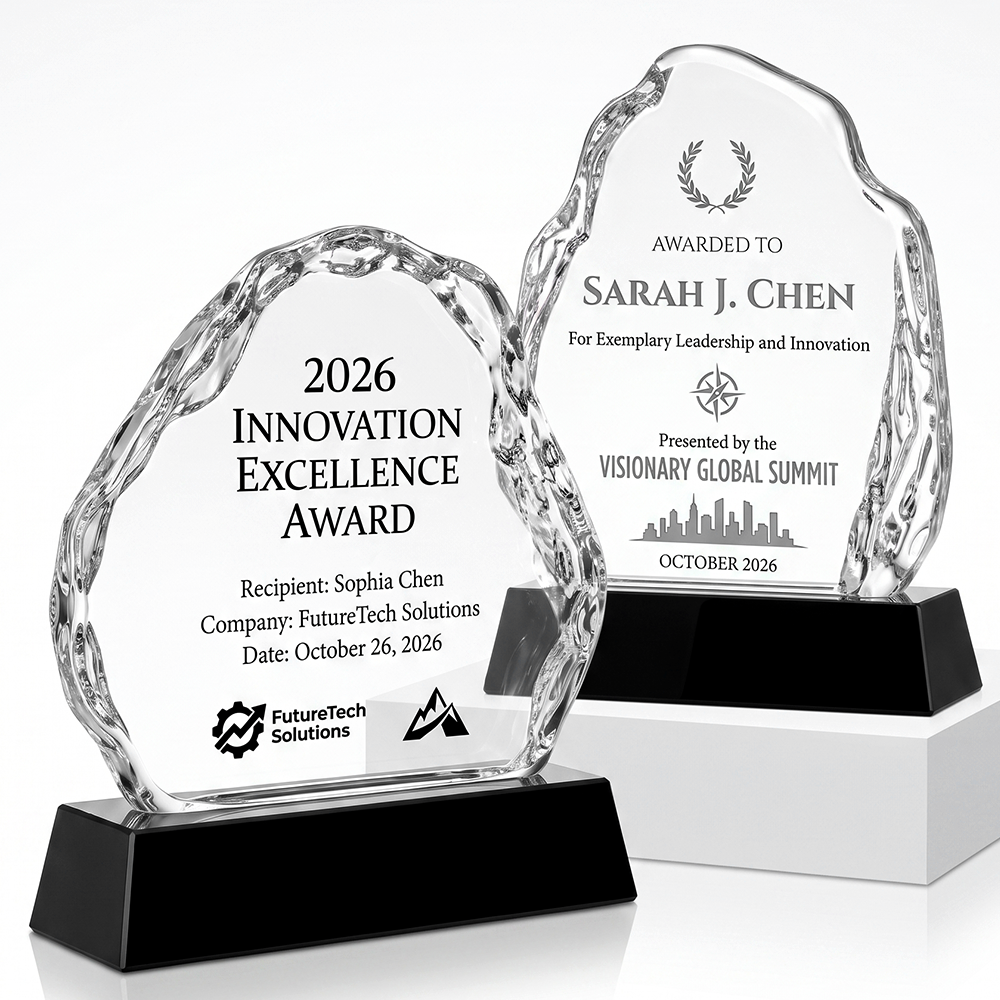 Custom Artistic Iceberg Arch Crystal Trophy Award Premium Design Best Employee Achievement Recognition Honor