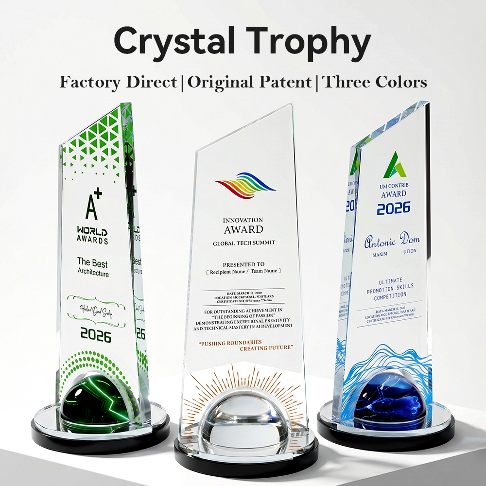 Custom Cyberpunk Crystal Trophy Sci-fi Aurora Starry Night Plaque Tech Innovation Award Glass Recognition Corporate Gifts