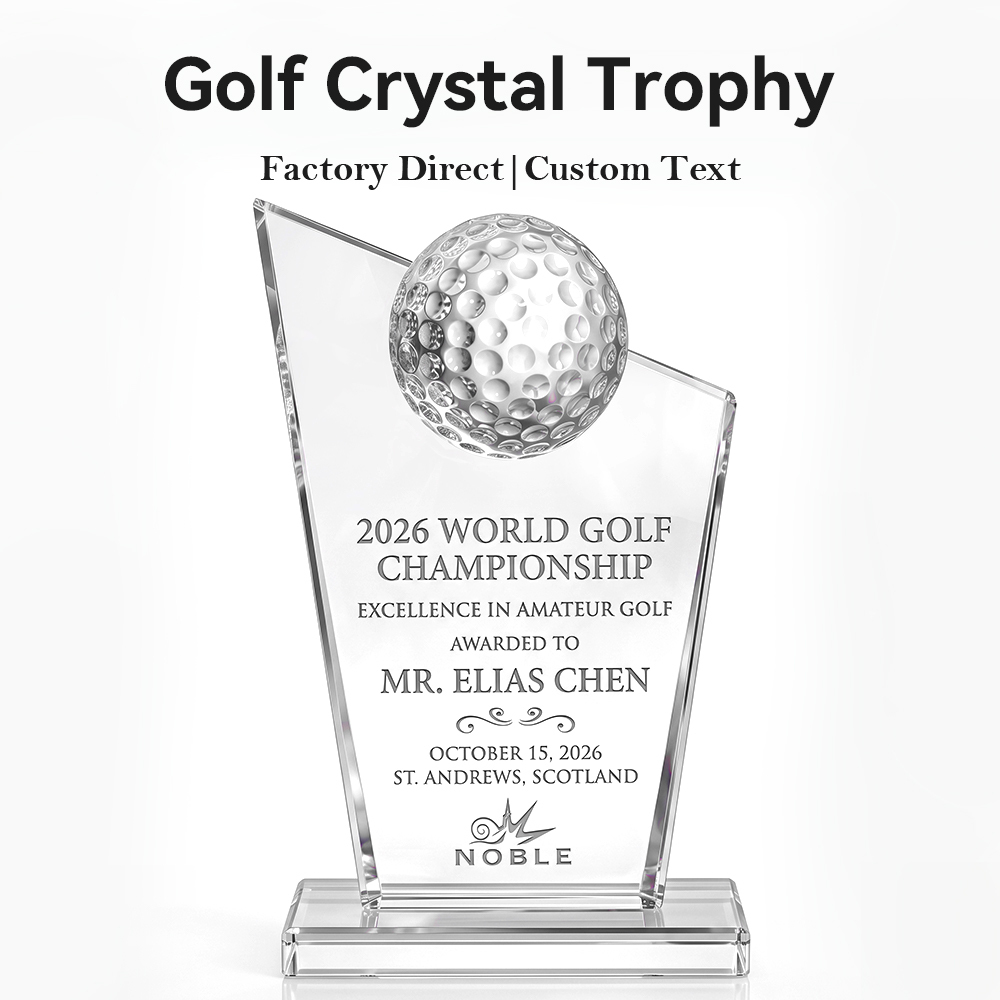 Custom Golf Crystal Trophy Award Personalized Engraved Hole in One Champion Winner Professional Club Tournament Recognition
