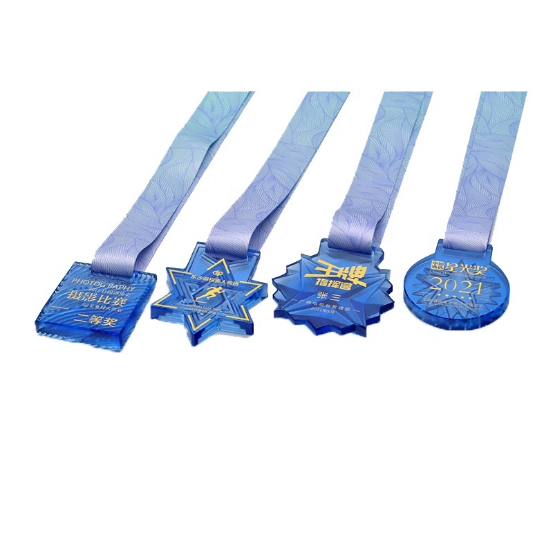 Jadevertu Luli Eco-Friendly Sandblasted Laser Engraved Crystal Medal for Sport Prize Presentation Custom Award