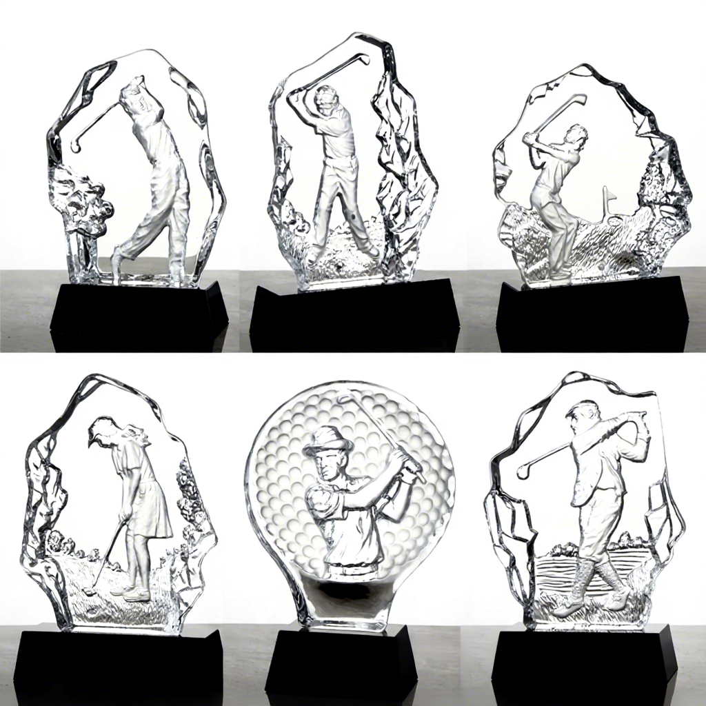 Golf Crystal Trophy Hole in One Award Sports Competition Prize Crystal Ball Race Prize Custom Made Hot Sale