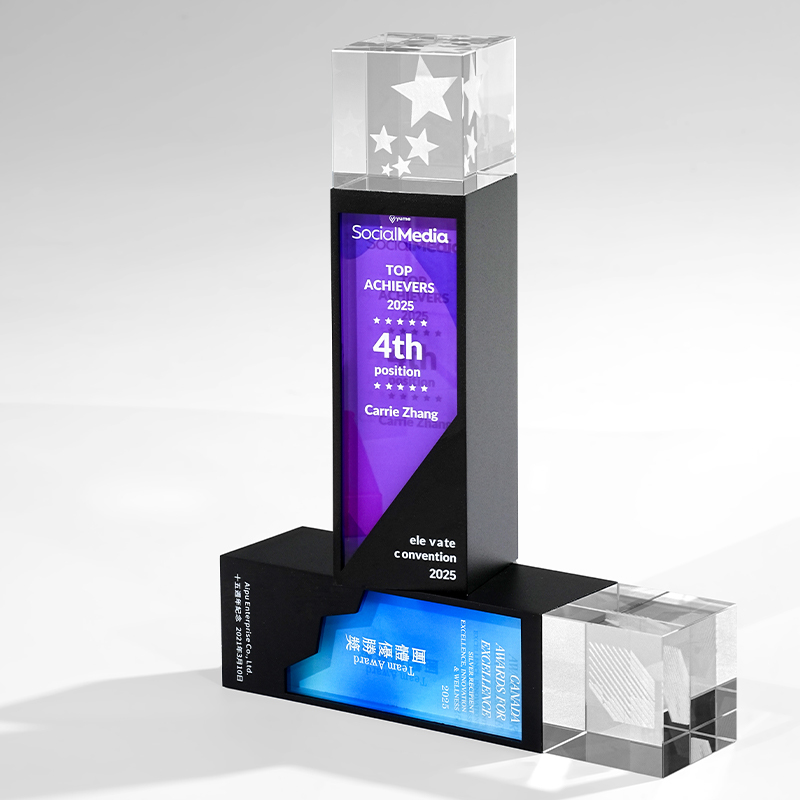 New UV Printed Engraved 3D Laser Star Award 40mm Crystal Trophy Blank with Gift Box for Business Gifts and Valentine's Day