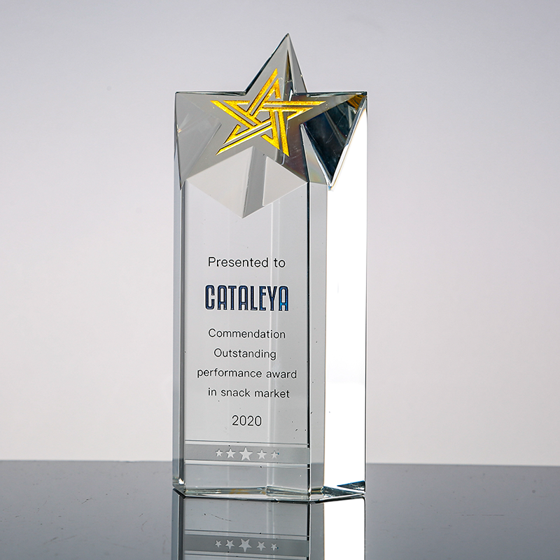New Design Crystal Trophy Colorful Custom Sport Trophy Awards Wholesale Glass Trophy