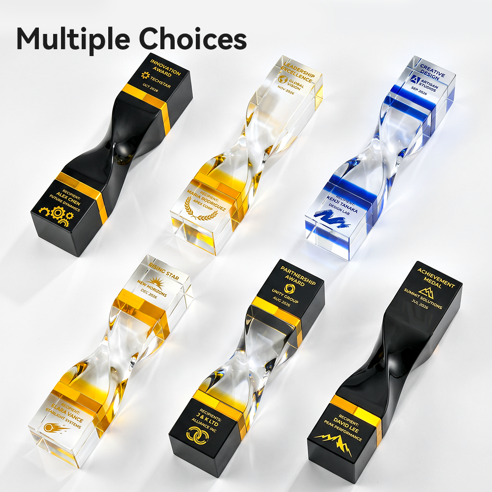 Hot Selling New K9 Crystal Twisted Column Trophy Award Six Colors Dazzling Design Champion Employee Annual Souvenir
