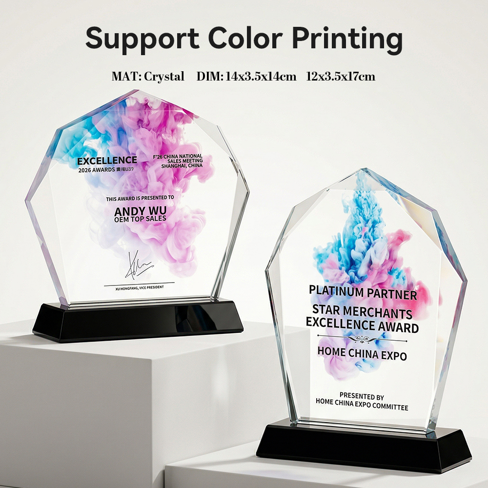 Custom Crystal Trophy Award Personalized Engraved Black Base Diamond Plaque Corporate Achievement Champion Recognition Gifts