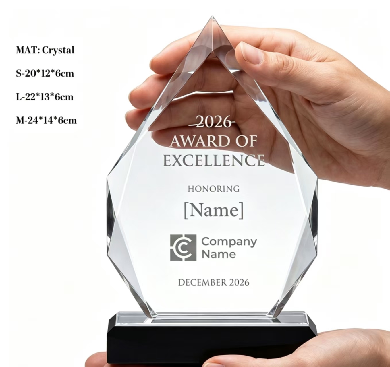 Customized Iceberg Crystal Award Ceremony Collectibles Personalized Carving Black Base Plaque Trophy Medal