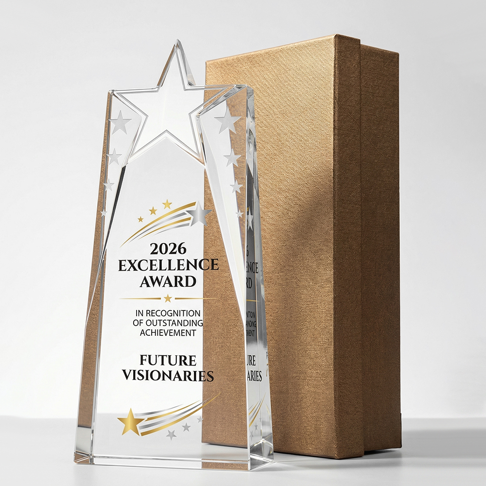 Custom Crystal Star Trophy Personalized Engraved Five Pointed Star Plaque for Corporate Excellence Star Performer Recognition