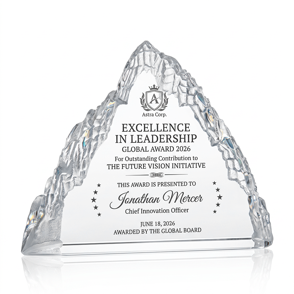 Custom New Iceberg Crystal Trophy Award Laser Engraved Mountain Medal Corporate Sports Gift and Souvenir