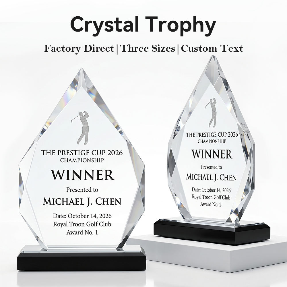 Customized Iceberg Crystal Award Ceremony Collectibles Personalized Carving Black Base Plaque Trophy Medal