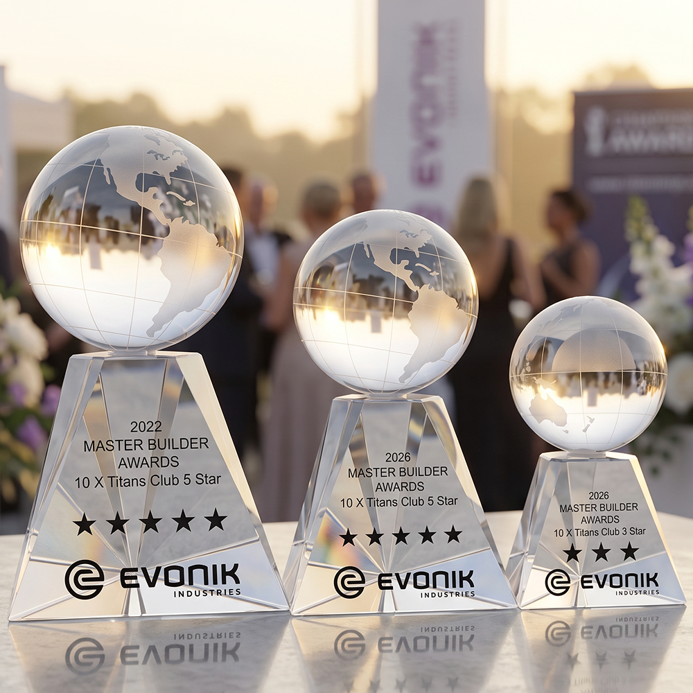 Custom Crystal Glass Trophy Award Blue Diamond Globe Golf Ball Design Team Champion Commemorative Medal Prize