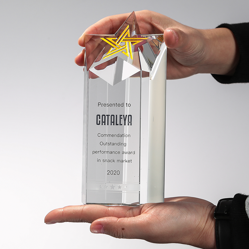 New Design Crystal Trophy Colorful Custom Sport Trophy Awards Wholesale Glass Trophy