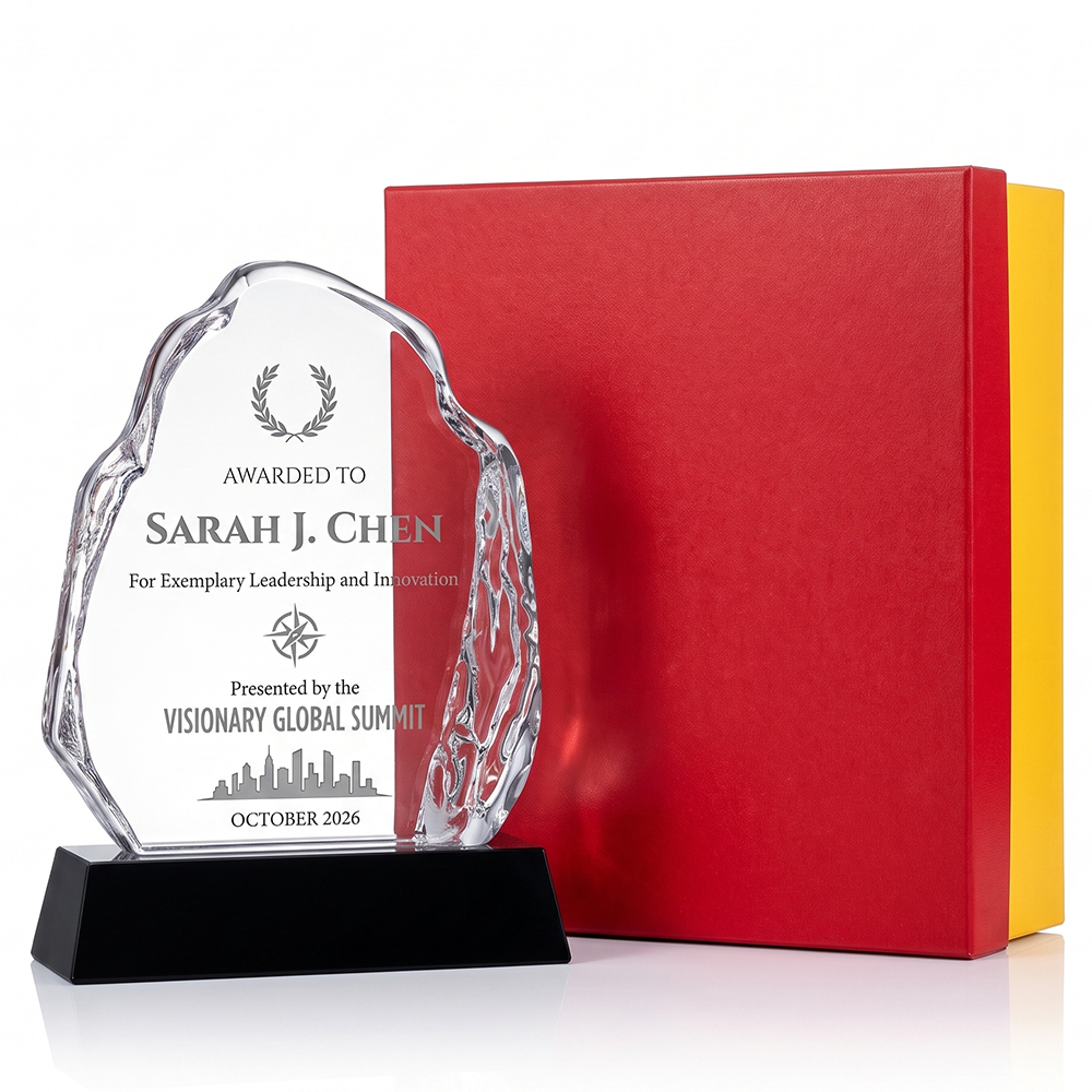 Custom Artistic Iceberg Arch Crystal Trophy Award Premium Design Best Employee Achievement Recognition Honor