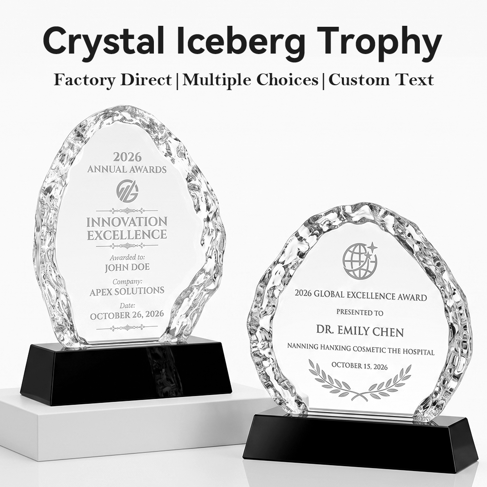 Custom Artistic Iceberg Arch Crystal Trophy Award Premium Design Best Employee Achievement Recognition Honor