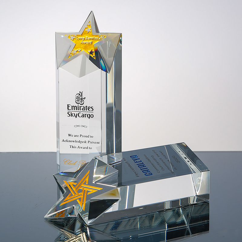 New Design Crystal Trophy Colorful Custom Sport Trophy Awards Wholesale Glass Trophy