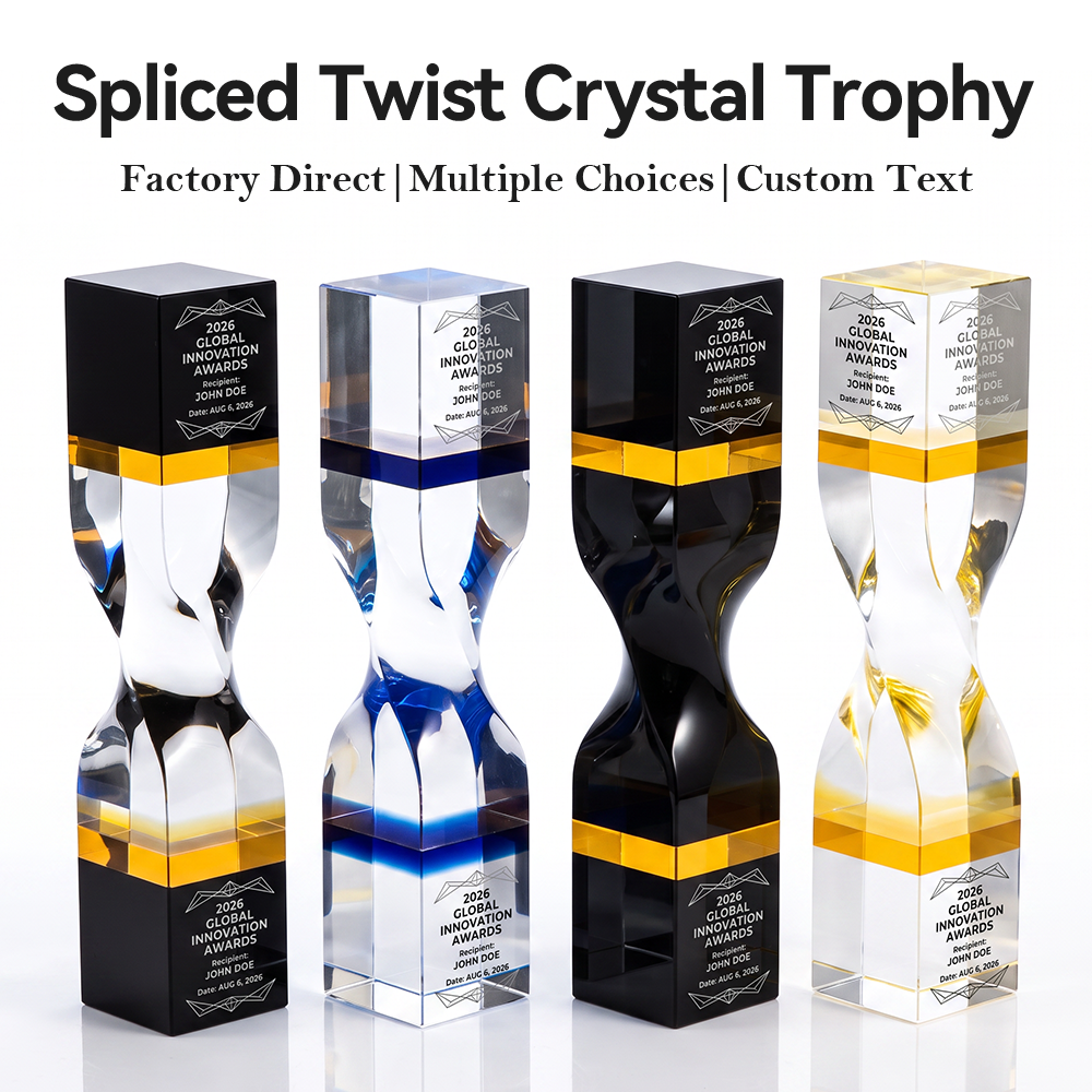Hot Selling New K9 Crystal Twisted Column Trophy Award Six Colors Dazzling Design Champion Employee Annual Souvenir