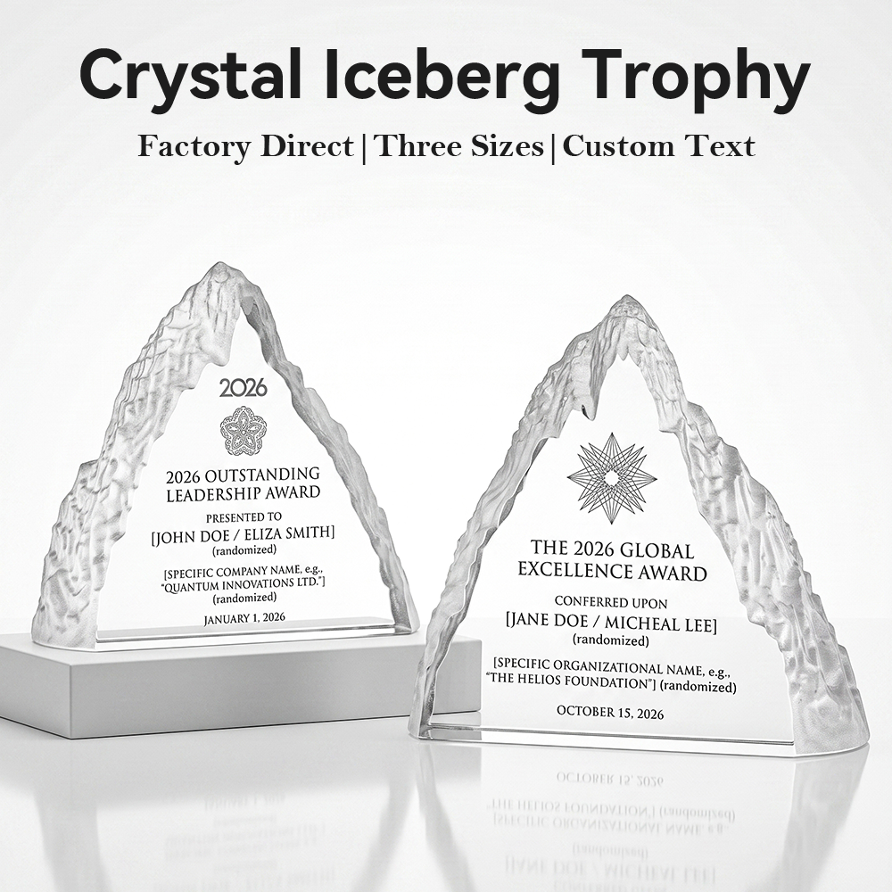 Custom New Iceberg Crystal Trophy Award Laser Engraved Mountain Medal Corporate Sports Gift and Souvenir