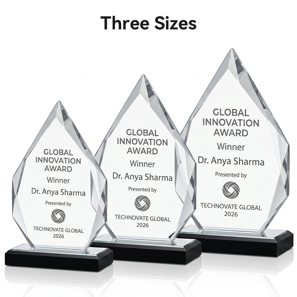 Customized Iceberg Crystal Award Ceremony Collectibles Personalized Carving Black Base Plaque Trophy Medal
