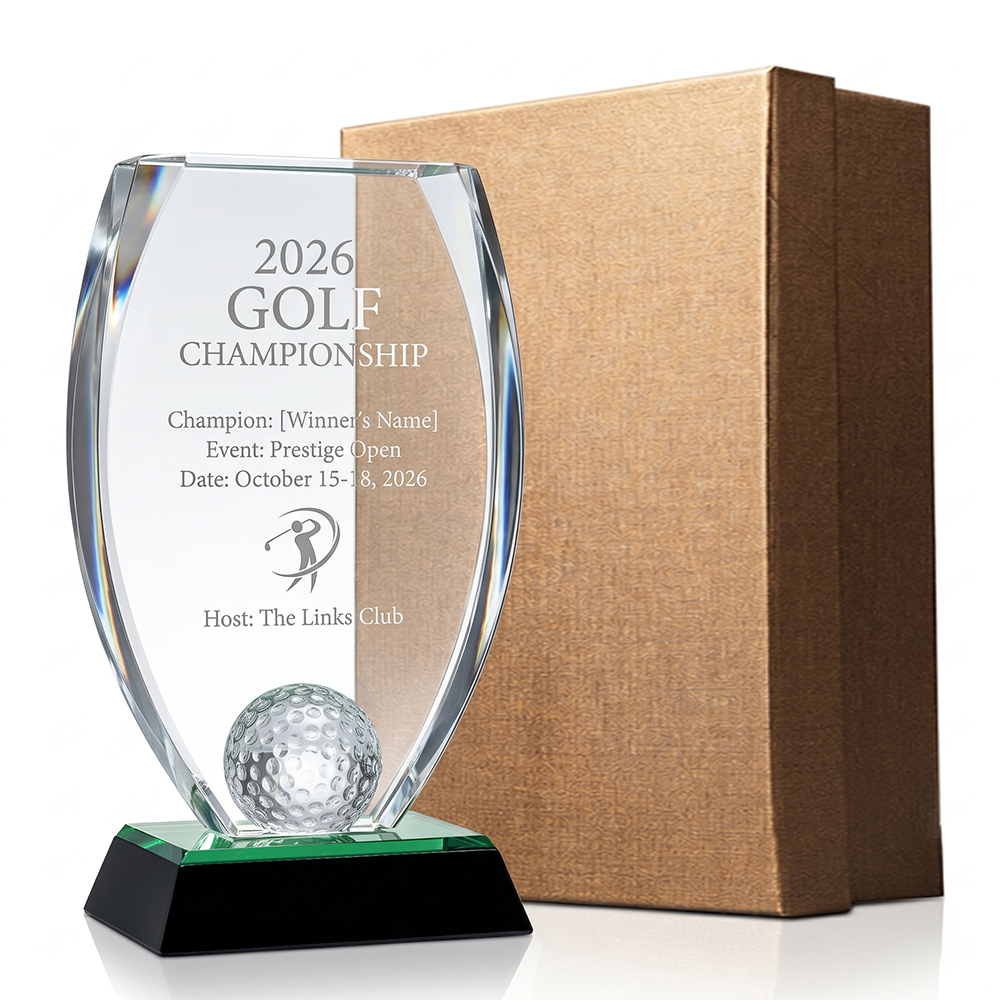 Custom Crystal Trophy Award Personalized Engraved Golf Soccer Basketball Tennis Tournament Champion Winner Sports Plaques