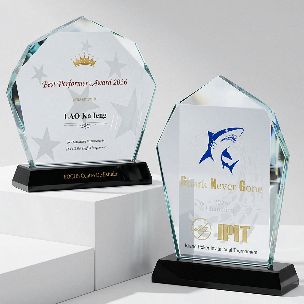 Custom Crystal Trophy Award Personalized Engraved Black Base Diamond Plaque Corporate Achievement Champion Recognition Gifts