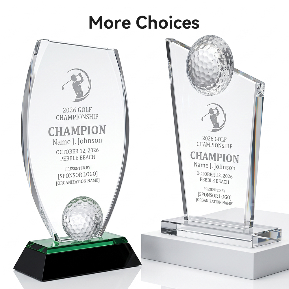 Custom Crystal Trophy Award Personalized Engraved Golf Soccer Basketball Tennis Tournament Champion Winner Sports Plaques