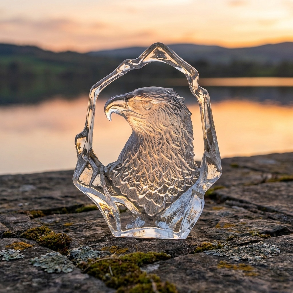 Factory Direct Custom Eagle K9 Crystal Laser Engraved Sports Style Trophy Award Clear Glass Figurine Corporate Leadership