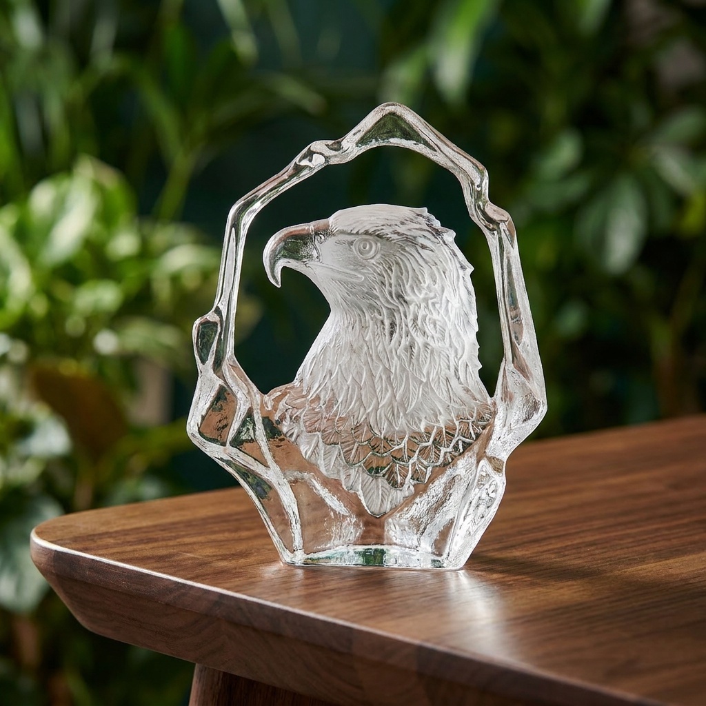 Factory Direct Custom Eagle K9 Crystal Laser Engraved Sports Style Trophy Award Clear Glass Figurine Corporate Leadership