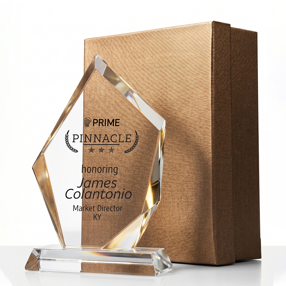 Custom Iceberg Crystal Trophy Award Laser Engraved Innovation Recognition Plaque for Corporate Excellence Achievement